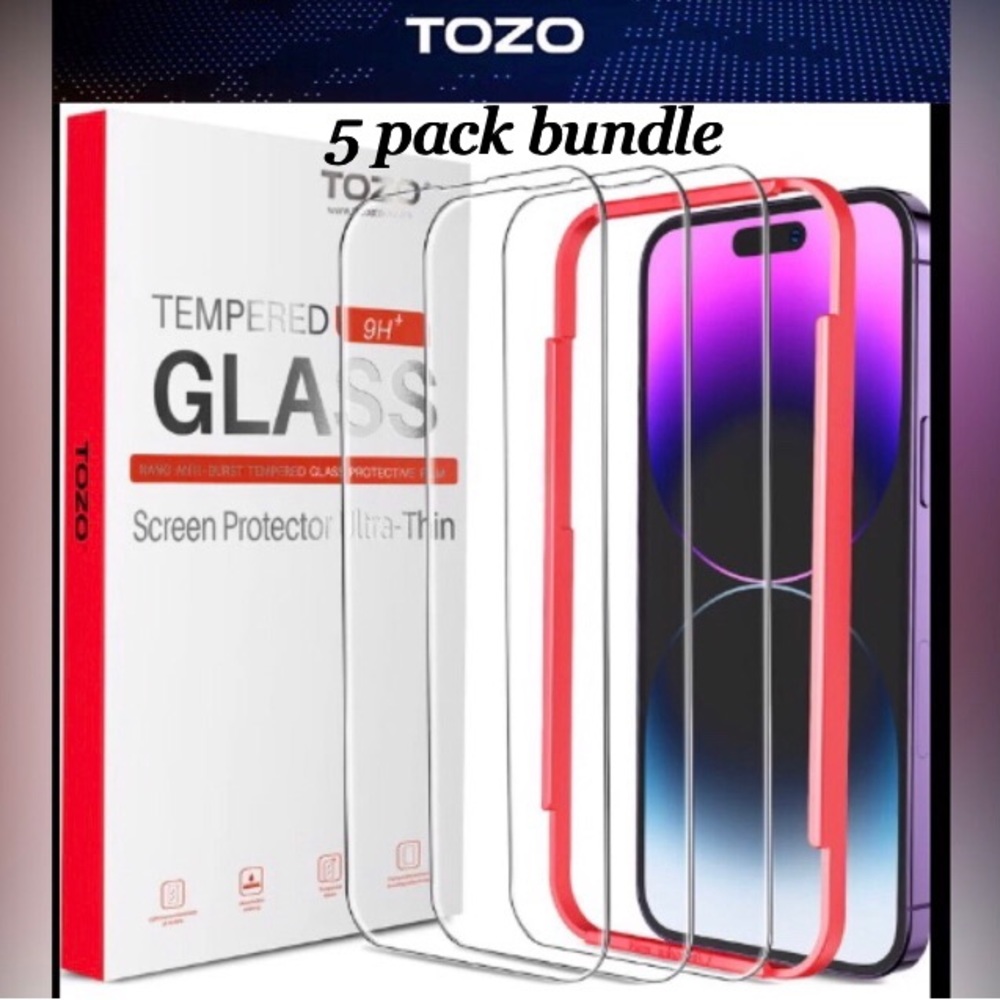 TOZO 5Pack bundle iphone Screen Protector Premium Tempered Glass brand new